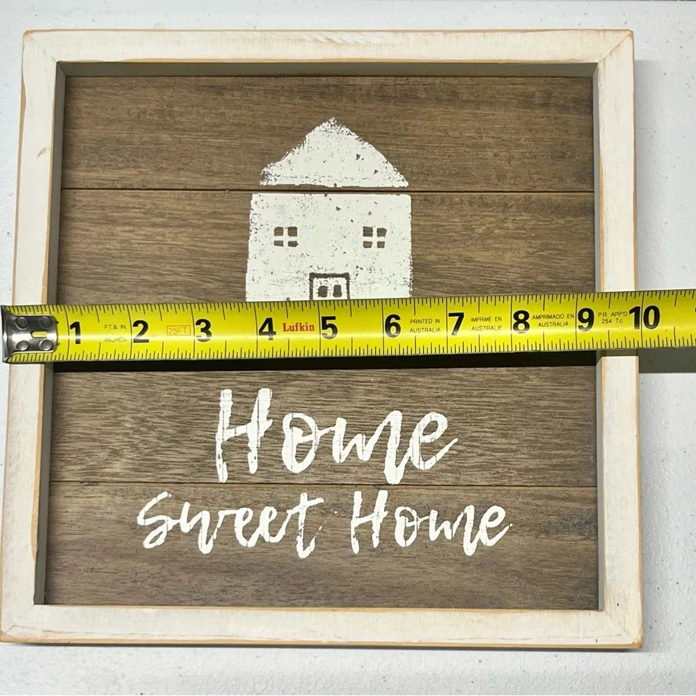 Rustic Distressed Primitive Brown and White 'Home Sweet Home' Wall Art Set of 3